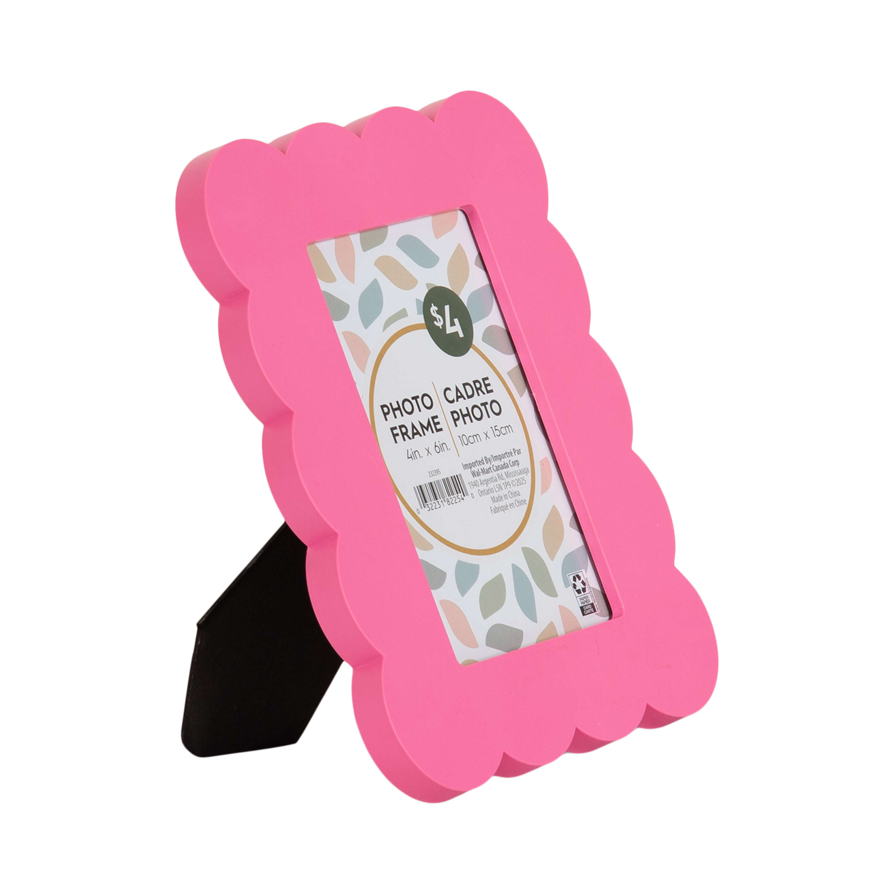 DesignOvation Scalloped 4" x 4" Pink Decorative Tabletop Picture Frame