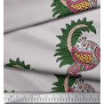 thumbnail image 2 of Soimoi Polyester Crepe Fabric Peacock Block Print Fabric by The Yard 42 Inch Wide, 2 of 3