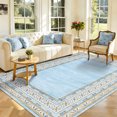 thumbnail image 4 of Modern Washable Area Rug - Soft Low Pile Collapsible Carpet, Non-Slip & Mark Resistant - For Living Room, Bedroom, Dining, Nursery - Light Blue, 9x12ft, 4 of 8