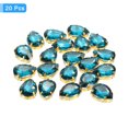 thumbnail image 3 of Unique Bargains 20Pack Teardrop Sew on Rhinestone - 18x13mm Glass Teardrop Crystal Rhinestones in Gold Prong Setting (Lake Blue), 3 of 7