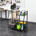 thumbnail image 1 of Garage Rolling Garden Tool Organizer Stand - Mobile Storage Rack for Yard & Lawn Tools (Rakes, Brooms, Mops, Hoses) - Heavy-Duty Organizer Cart, Matte Black, 1 of 6