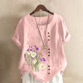 thumbnail image 2 of CHUANK Chemises pour Femmes Dames Liquidation T-Shirts d'Été Décontractés pour Femmes Col Rond Manches Courtes Imprimé Floral Chemise Ample Hauts, 2 of 5