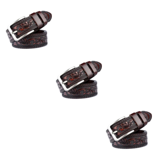 relayinert Classy And Durable PU Belt For Men Wear-resistant And Fine Workmanship Coffee Coffee 120cm 3Set