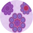 thumbnail image 1 of Ahgly Tapis Rond Lavable en Machine Intérieur Transitionnel Fleur Rose, 7 Pieds Rond, 1 of 7