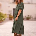 thumbnail image 4 of Robes d'Été pour Femmes 2023 Mode Tendance Femmes Automne Uni Décontracté Col Rabattu Manches Longues Vacances Robe à Boutons Chemises pour Femmes Chic Décontracté en Liquidation, 4 of 9