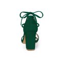 thumbnail image 4 of BLISSFUL STEP Sandales pour Femmes Unies d'Été à Talons Blocs à Lacets Vert 6,5, 4 of 8