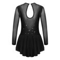 thumbnail image 2 of Miaeowve Kids Girls Figure Skating Dress Rhinestone Mesh Irregular Ballet Dan Dress Performance Dancewear Black 16, 2 of 7