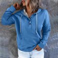 thumbnail image 2 of Yuyuzo Womens Hoodies Drawstring Button Collar Pullover Tops Casual Long Sleeve Fall Sweatshirts, 2 of 5