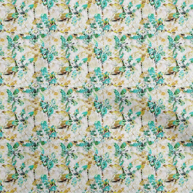 oneOone Cotton Cambric Turquoise Green Fabric Abstract Floral Craft Projects Decor Fabric Printed By The Yard 42 Inch Wide