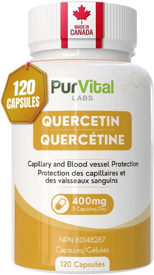 QUERCETIN Capsule 400mg Per Serving (Made in Canada) | 100% Natural | | 100% Lab Tested | Source of Antioxidants | Herbal Medicine | Capillary & Blood Vessel Protection | 120 Capsules (Pack of 1)