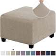 thumbnail image 1 of LNGOOR 3 Sizes Square Jacquard Durable Customized Stretch Footrest Ottoman Cover Folding Storage Stool Furniture Protector Slipcover (Light Grey S), 1 of 7