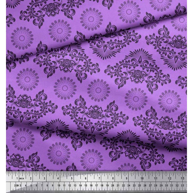 Soimoi Modal Satin Fabric Floral & Damask Ethnic Fabric Prints By Yard 42 Inch Wide