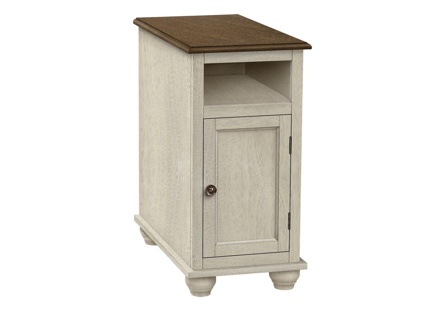 Monarch Specialties Table D'appoint, Bout, Table D'appoint, Chambre À Coucher, Table De Nuit, Étroit, Lampe, Rangement, Placage Blanc Antique, Placage Brun, Traditionnel