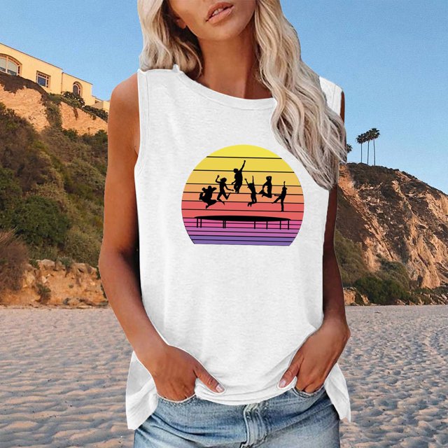 Mefallenssiah Camisole Sans Manches pour Femmes, Col en V, Pull Imprimé