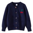 thumbnail image 2 of Zwiiyzr Girls Sweaters Kids Open Front Button Down Long Sleeve Knit Cardigans Sweater Cardigan Jacket 2-8Y Navy, 2 of 3