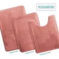 thumbnail image 1 of Set of 3 Clara Clark Bath Mat Bathroom Rug - Absorbent Memory Foam Bath Rugs - Non-Slip, Thick, Cozy Velvet Feel Microfiber Bathrug - Misty Rose - Large 20"x32" - Small 17"x24" - Contour 24"x20", 1 of 6
