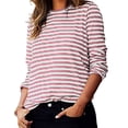 thumbnail image 4 of Timegard Hauts pour Femmes à Rayures à Manches Longues Col Ras du Cou Blouse Ample et Confortable Hauts Habillés Décontractés Vêtements d'Automne, 4 of 8