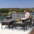 thumbnail image 3 of Costway 3PCS Patio Rattan Furniture Set 3-Seat Sofa Cushioned Table Garden Gray, 3 of 10