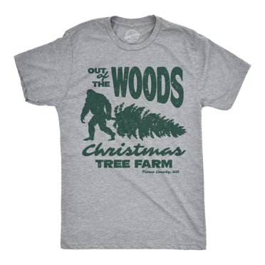 Mens Funny T Shirts Out of The Woods Christmas Tree Farm Sarcastic Xmas Graphic Tee for Men (Light Heather Grey - Out of The Woods) - L