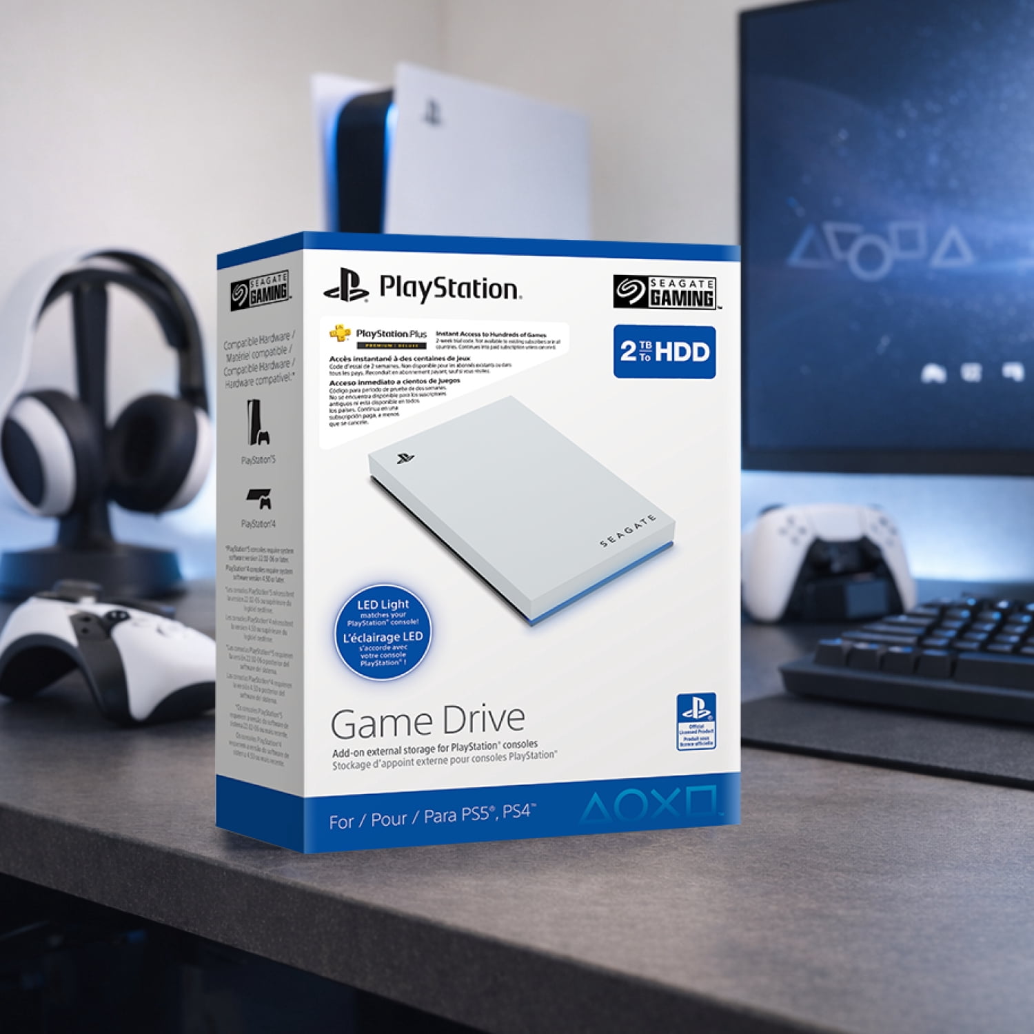 Seagate Game Drive for PS5 2 TB External HDD - USB 3.0, Officially Licensed, Blue LED (STLV2000302)