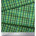 thumbnail image 2 of Soimoi Green Georgette Viscose Fabric Check Check Printed Craft Fabric by the Yard 42 Inch Wide, 2 of 4