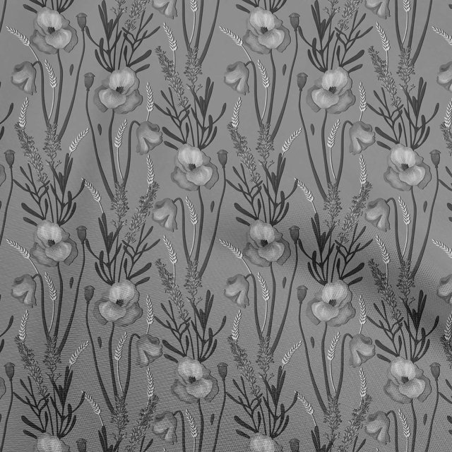 oneOone Silk Tabby Gray Fabric Floral Retro Sewing Craft Projects Fabric Prints By Yard 42 Inch Wide