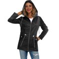 thumbnail image 3 of Xingqing Women Lady Hooded Thick Jacket Long Sleeve Drawstring Design Windbreaker Coat, 3 of 4