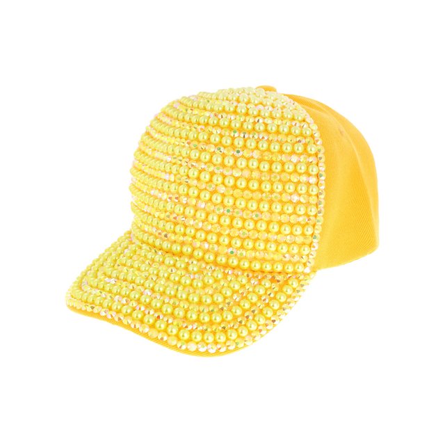 Top Headwear Casquette de Baseball Bling en Perles et Strass - Jaune