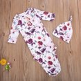thumbnail image 3 of Xingqing 2PCS Newborn Infant Baby O-Neck Floral Cartoon Print Sleeping Pocket Round Hat, 3 of 7