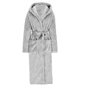 Miluxas Plush Fleece Robe for Men Soft Warm Full Length Long Hooded Bathrobe with Hood Luxury Warm Housecoats Gray 12(XXL)