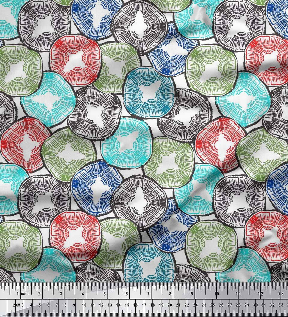 Soimoi Polyester Crepe Fabric Coral Ocean Decor Fabric Printed Yard 52 Inch Wide
