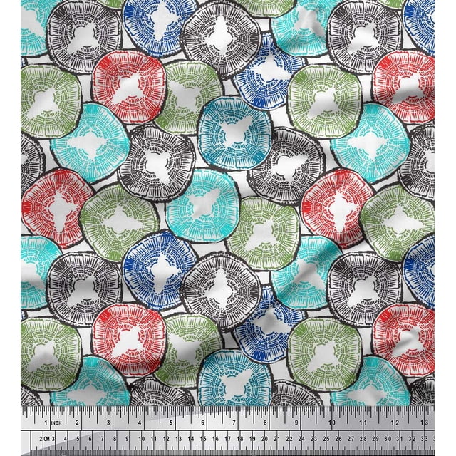 Soimoi Polyester Crepe Fabric Coral Ocean Decor Fabric Printed Yard 52 Inch Wide