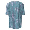 thumbnail image 4 of Pisexur Hauts pour Femmes, Hauts d'Été pour Femmes, Hauts de Sortie pour Femmes, Hauts pour Dames, T-shirt à Manches 3/4 Col Rond Froissé Mode pour Femmes, Haut à Manches Courtes Ample Bleu, G, 4 of 8