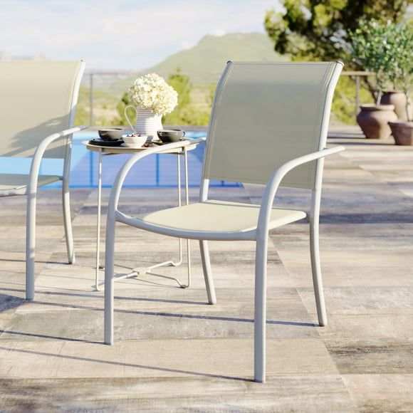 Mainstays Steel Outdoor Stacking Chair, Greige