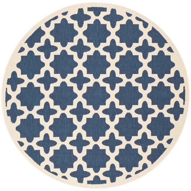 Safavieh Courtyard Tapis Intérieur Extérieur Bleu Marine - Rond 6 Pieds7 Pouces