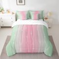 thumbnail image 2 of YST Sage Green and Pink 7-Piece Abstract Aesthetic Comforter Set, Gradient Ombre Bedding Accessories, Queen, 2 of 4