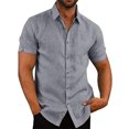 thumbnail image 1 of pitrice Chemise Homme à Simple Boutonnage Été Boutonnée Col Rabattu Polyester Mode Vêtements Cadeau d'Anniversaire Gris TTTG 1Set, 1 of 5