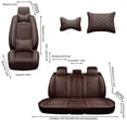 thumbnail image 4 of Maidao Car Seat Covers Full Set for Mercedes-Benz for C300 2008-Present 5 Seats Compatible Airbag Leather Waterproof Front Rear Cushion Protector Full Set with Pillow Coffee, 4 of 6