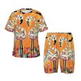 thumbnail image 1 of Sikiie Ensemble de Pyjama à Manches Courtes pour Enfants Imprimé Flamants Roses d'Halloween, Haut à Col Rond avec Taille Élastique et Shorts, Ensemble Deux Pièces, Adapté aux Pyjamas et Vêtements de Maison-3TG, 1 of 6