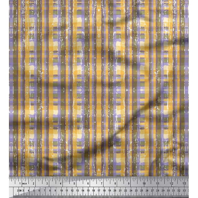 Soimoi Rayon Fabric Geometric Check Print Fabric by The Yard 56 Inch Wide