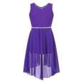 thumbnail image 1 of Oyolan Robe de Demoiselle d'Honneur Sans Manches à Paillettes avec Strass en Chiffon pour Enfants Robe de Bal de Mariage Violette 12, 1 of 7