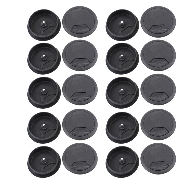Unique Bargains Computer Desk Black Grommet Cable Hole Cover 60mm 20pcs