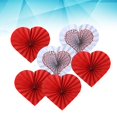 thumbnail image 5 of MesaSe 6 Pcs Heart-shaped Paper Fan Flowers Creative Romantic Handcraft Party Decor for Wedding Party Gathering (Red), 5 of 5