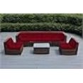 thumbnail image 3 of Ohana Ensemble de Conversation Sectionnel pour Terrasse Extérieure de 7 Pcs, Osier Brun Mélangé avec Coussins Sunbrella Rouges - Aucun Assemblage avec Housse de Terrasse Gratuite, 3 of 4