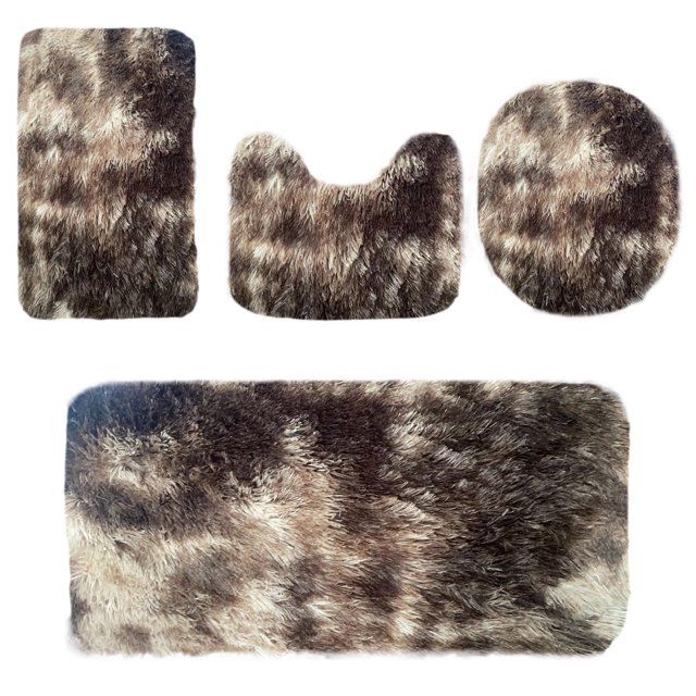Wzzjkit 4PC Bathroom Rugs, Soft Comfortable Bath Mats for Bathroom, Non-Slip Machine Washable Bathroom Mats, Thick Dry Quickly Absorbent Water Bath Mat