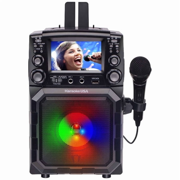 Karaoke USA Lecteur de karaoké portable CDG / MP3G GQ450 avec écran couleur de 4,3 po, Bluetooth, haut parleur et batterie intégrée