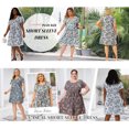 thumbnail image 2 of GRACE & GRANDEUR Robe Midi d'Été Plissée à Fleurs à Manches Courtes à Col Rond pour Femme Grande Taille4X Rose, 2 of 8