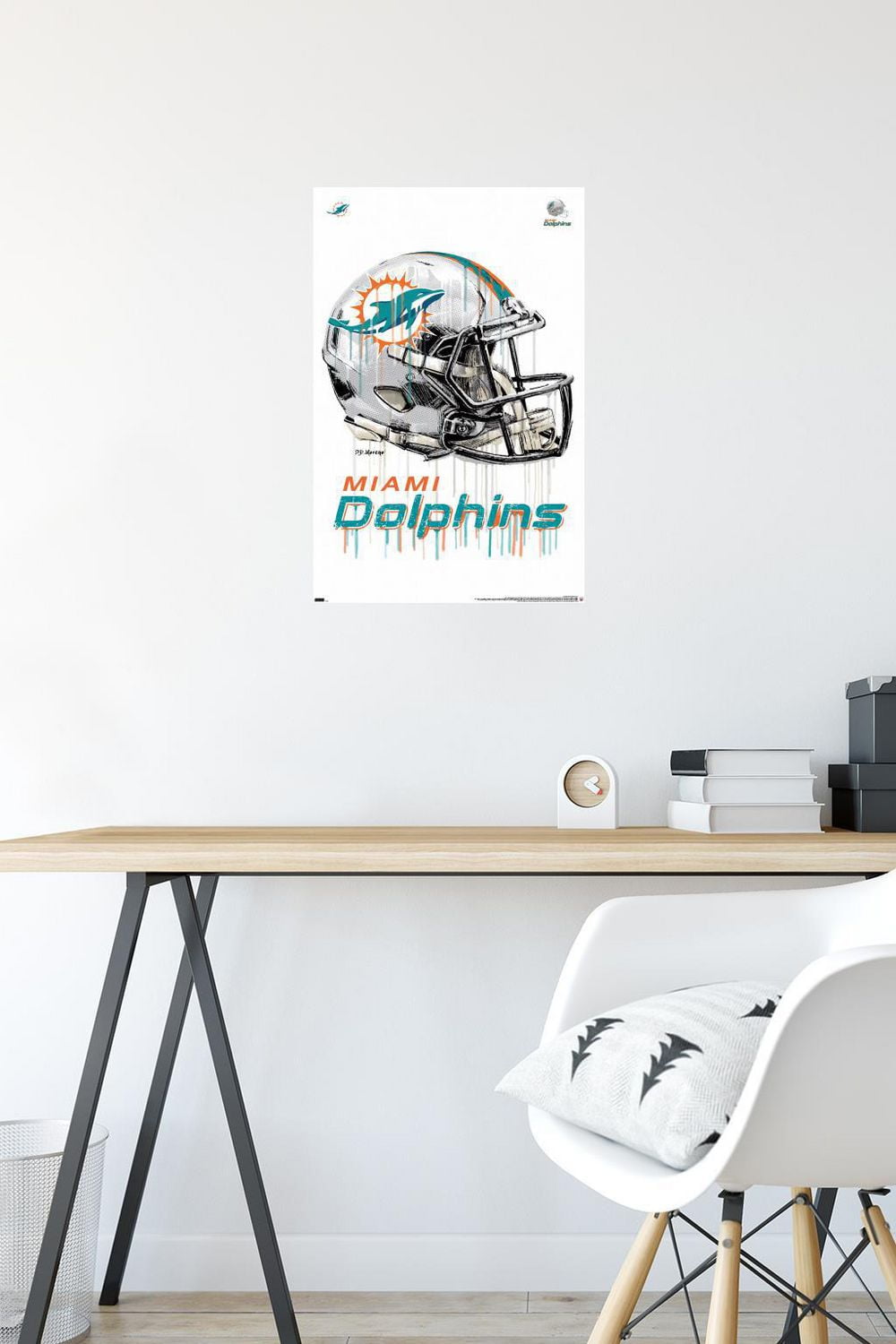 NFL Miami Dolphins - Drip Helmet 20 Wall Poster with Magnetic Frame