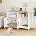 thumbnail image 4 of Gymax Cat Litter Box Enclosure w/ Storage Compartments Removable Scratching Board White, 4 of 10