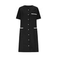 thumbnail image 3 of Bocqde Robe de Sarrau Femmes Infirmières Tenue de Travail Robes Manches Courtes Boutonnée Robe de Sarrau avec Poches, 3 of 5